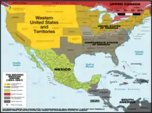 carte géographique en couleurs montrant le Mexique (en vert) entouré des pays frontaliers