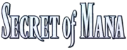 Secret of Mana est inscrit sur une ligne en lettres blanches bordées de noir.