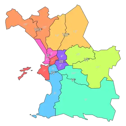 Marseille (16 arrondissements, 8 secteurs)