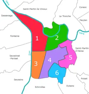 Image représentant la division du territoire communal en secteurs.