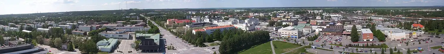 Panorama de Seinäjoki, vue de la tour de l'église de la Croix des plaines.