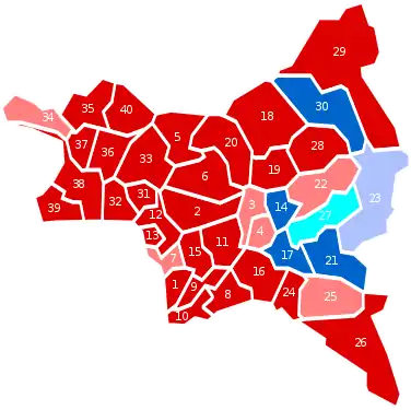 Nuance politique des cantons de la Seine-Saint-Denis en 1981.