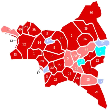 Nuance politique des communes de la Seine-Saint-Denis en 1981.