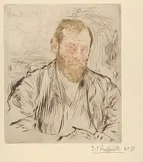 12. Jean-François Raffaëlli, Autoportrait, 1893, pointe sèche en quatre couleurs.