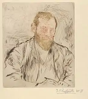 Jean-François Raffaëlli, Autoportrait, 1893, pointe sèche en 4 couleurs.