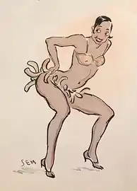 Caricature de Joséphine Baker par Sem.