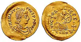 Semissis (monnaie valant la moitié d'un nomisma) d'Anastase Ier