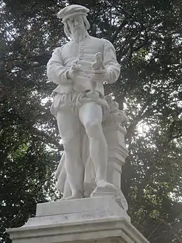 Monument à Jean Cousin (1880), détail, jardin public de Sens.