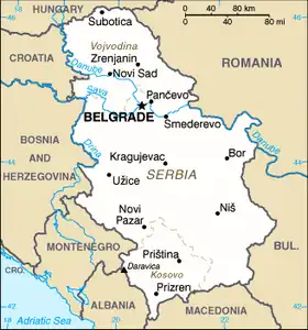 carte : Géographie de la Serbie