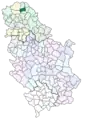Localisation de la municipalité de Senta en Serbie.