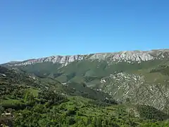 La longue barre rocheuse du Serre de Montdenier (Massif du Montdenier).