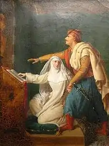 La chrétienne Mathilde obtenant la conversion de Malek-Adhel en répondant à son amour, Salon de 1812