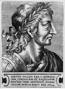 Portrait en gravure représentant Servius Publius Tullius, dit « Macstrna ».