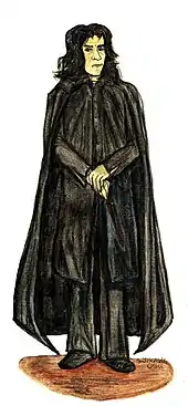 Une représentation de Severus Rogueà l'aquarelle et au fusain.