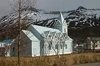 L'église bleue de Seyðisfjörður.