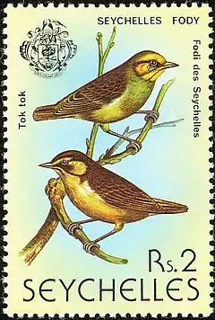 Description de l'image Seychelles fody 1979 stamp.jpg.