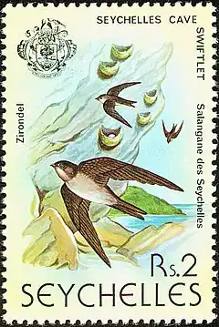 Description de l'image Seychelles swiftlet 1979 stamp.jpg.