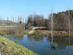 La Seyze (sur la gauche) rejoint une zone inondée par le Caudeau.