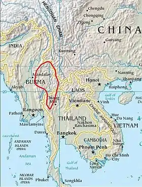 Carte de localisation du plateau Shan.