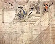 Scène populaire où la ligne prend le pas sur les couleurs très légères. Rouleaux des légendes du mont Shigi, XIIe.