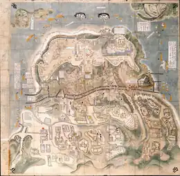 Carte du château assiégé durant la rébellion de Shimabara.