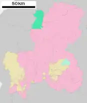 Carte montrant la position du village de Shirakawa au nord-ouest de la préfecture de Gifu.