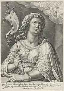 Crispin de Passe l'Ancien, Sibylle Agrippina,  gravure, 1615 (Rijksmuseum Amsterdam).