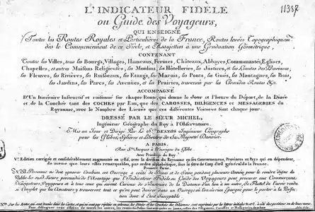 L'Indicateur fidèle ou guide des voyageurs (1785)