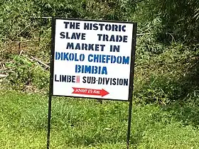 Sign post to Bimbia slave port