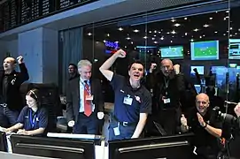 Signal de Rosetta reçu à l'ESOC (Darmstadt, Allemagne, 20 janvier 2014).