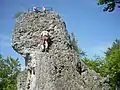 Escalade sur le roche Signalstein près d'Obertrubach