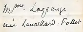 signature d'Élise Laurillard-Fallot