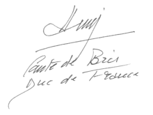 Signature de Henri d’Orléans