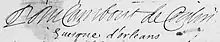 Signature de Pierre du Cambout de Coislin