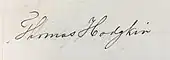 signature de Thomas Hodgkin