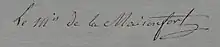 signature de Louis Dubois-Descours, marquis de la Maisonfort