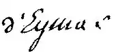 signature d'Ange Marie d'Eymar