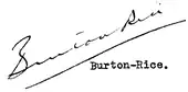 signature de Burton Rice