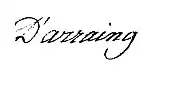 signature de Jean-Pierre d’Arraing