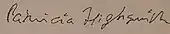 Signature de Patricia Highsmith