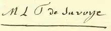 Signature de Madame de Lamballe