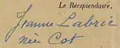 signature de Jeanne Labric