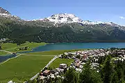 Lac de Silvaplana et le Piz Corvatsch.