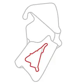 Représentation du tracé de Silverstone. En rouge, le tracé Stowe.
