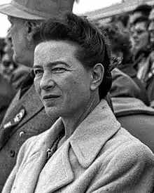 Photographie en noir et blanc de Simone de Beauvoir.