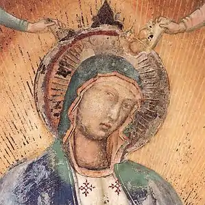 Vierge en gloire (détail par Simone Martini), église San Lorenzo al Ponte à San Gimignano.