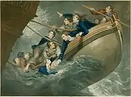 Lors de cette tempête, seul un petit groupe d’hommes sur les 800 que compte le Centaur parvient à s’embarquer sur une chaloupe.