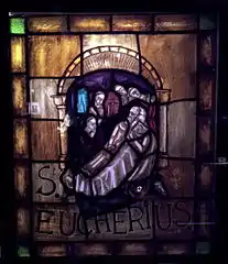 Vitrail de la mort de saint Euchère, trésor de l'église Notre-Dame, Saint-Trond.