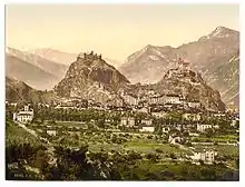 Vue générale de Sion au XIXe siècle.