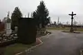 Situation de la Tombe de Louis Dagobert Scherer à proximité de la grande croix dans le cimetière d'Ingersheim (68)..